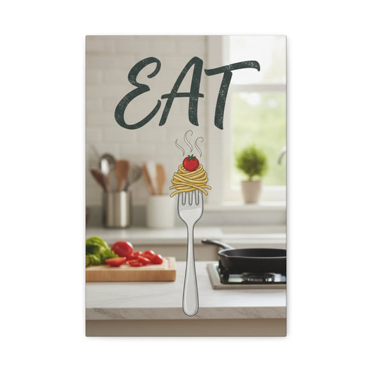 Eat Pasta Kitchen Canvas Wall Art — Rustic Culinary Decor