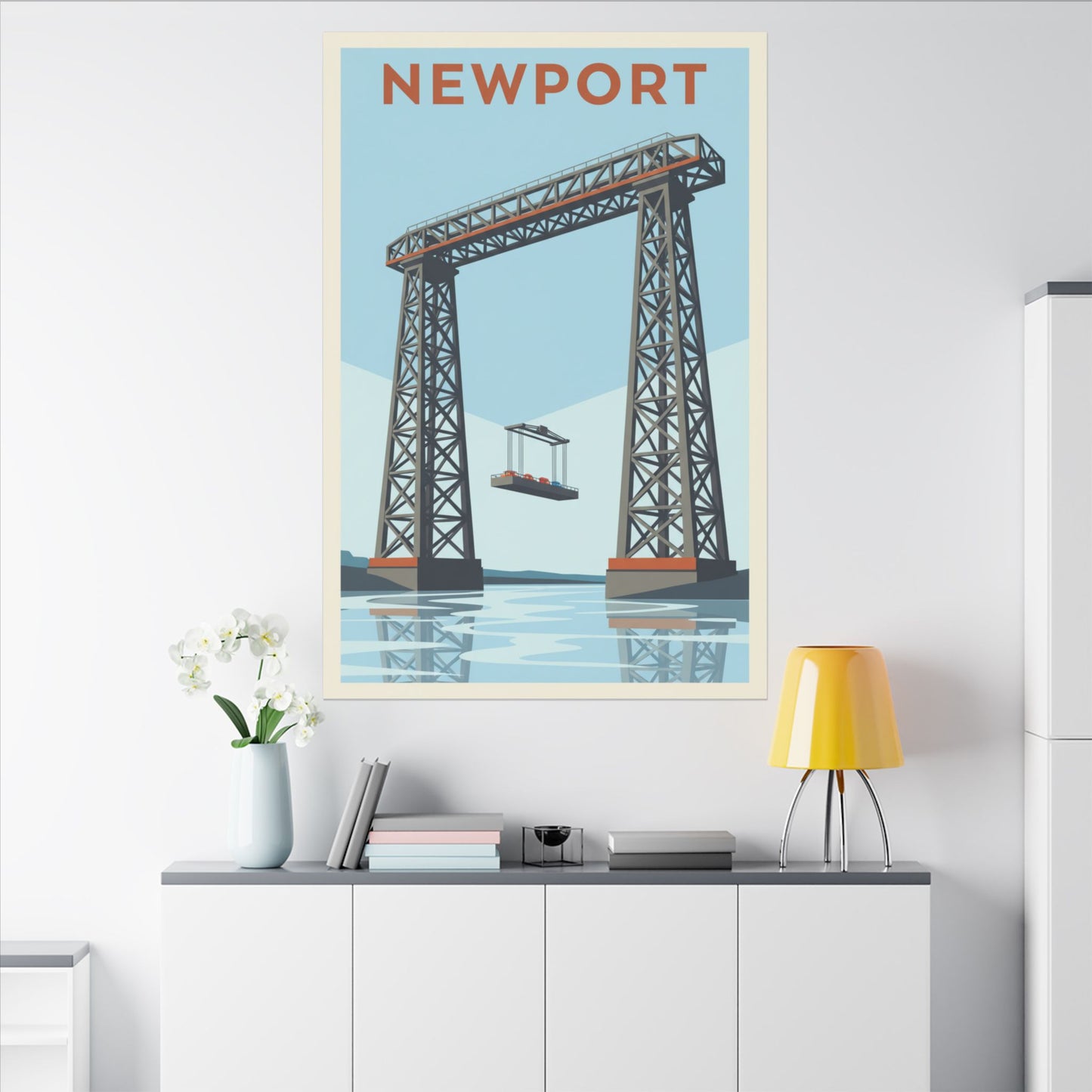 Newport Aerial Tram Matte Canvas Print Vintage Coastal Wall Art