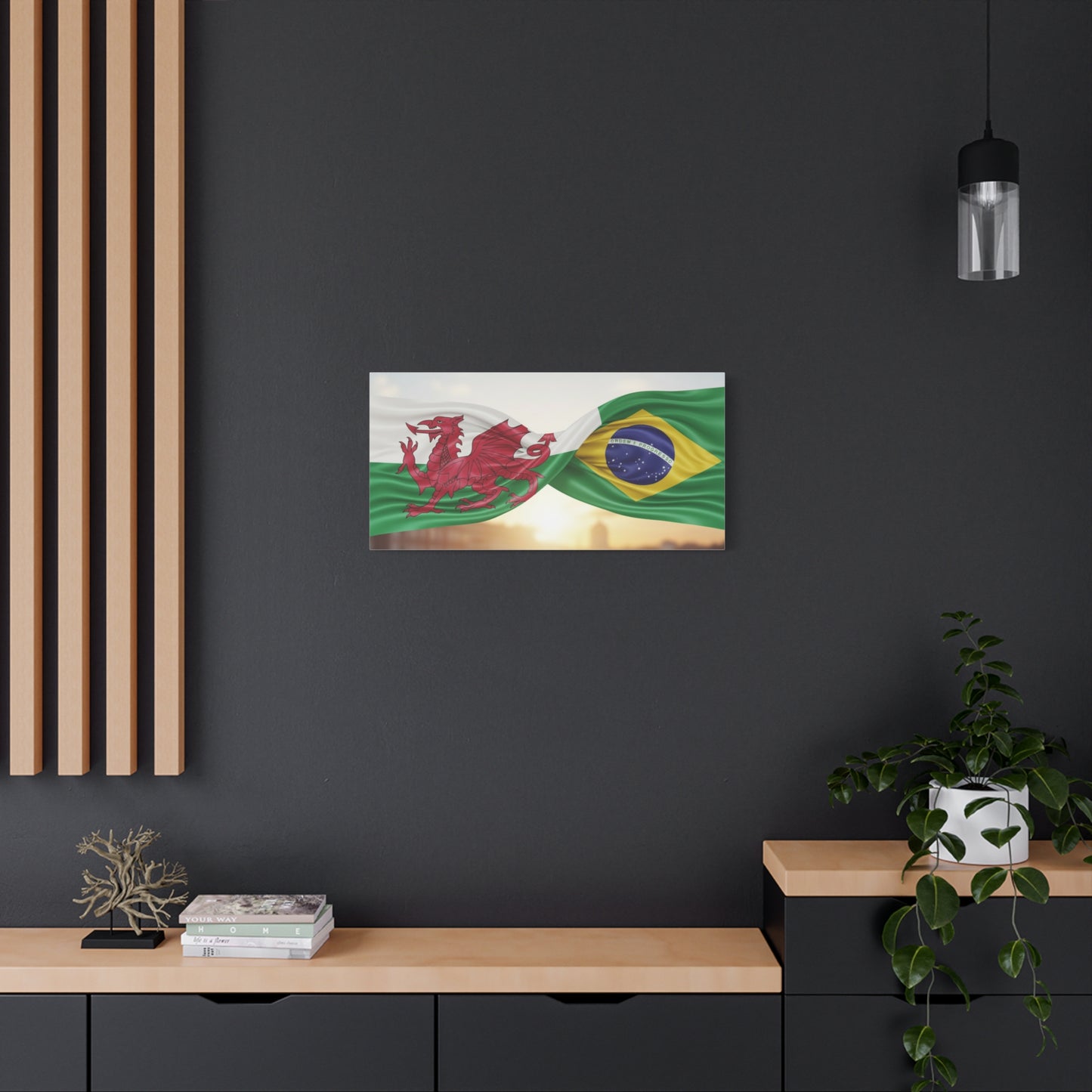 Wales × Brazil Flag Canvas Print — Stretched Matte Wall Art