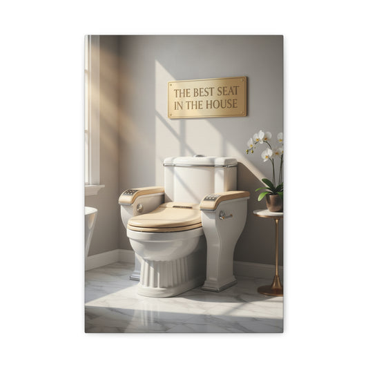 Bathroom Canvas Wall Art — "The Best Seat in the House" Decorative Stretched Canvas