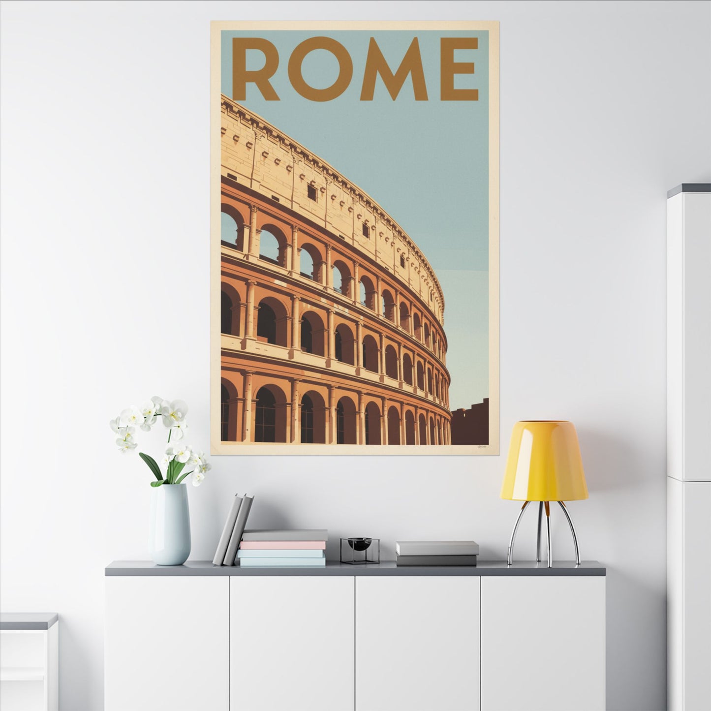 Rome Colosseum Vintage Travel Poster Matte Canvas Print