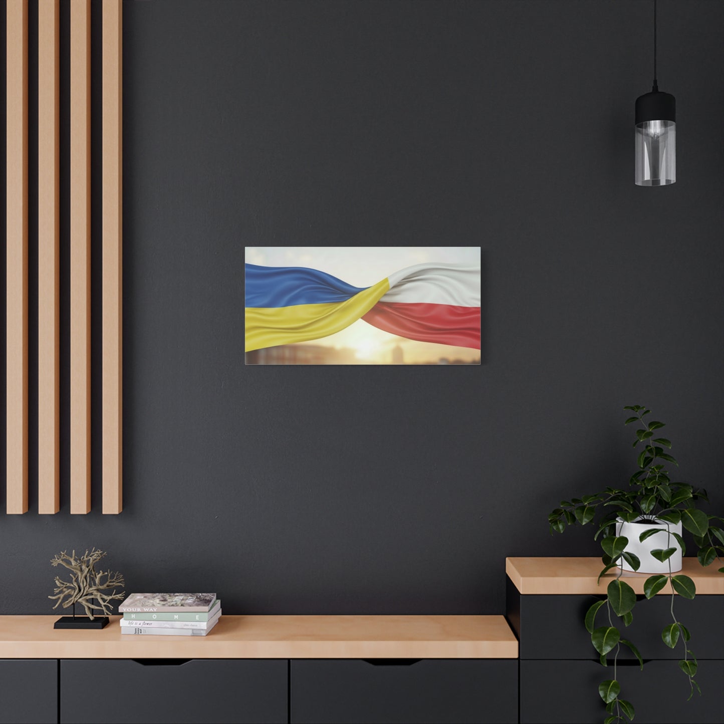 Ukrainian and Polish Flags Intertwined (Matte Stretched)
