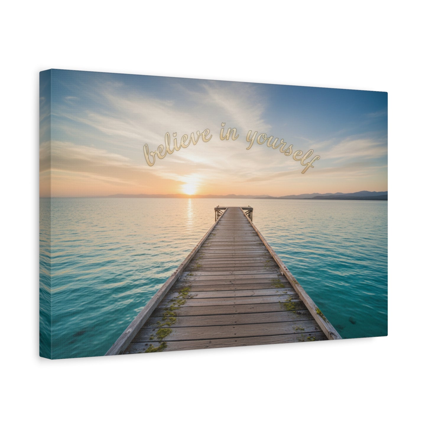 Believe In Yourself Sunset Pier Matte Canvas Wall Art