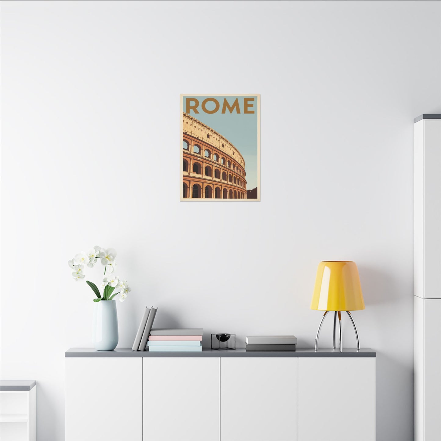 Rome Colosseum Vintage Travel Poster Matte Canvas Print