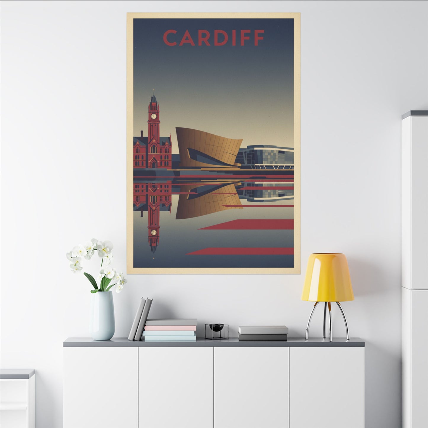 Cardiff Bay waterfront Matte Canvas Print Stretched Wall Art