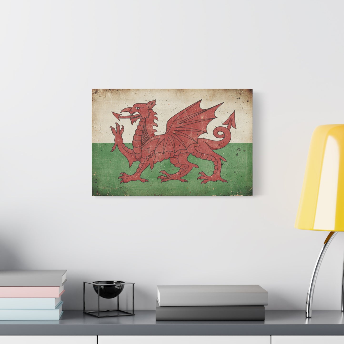 Welsh Flag Vintage Canvas Print — Stretched Matte Wall Art
