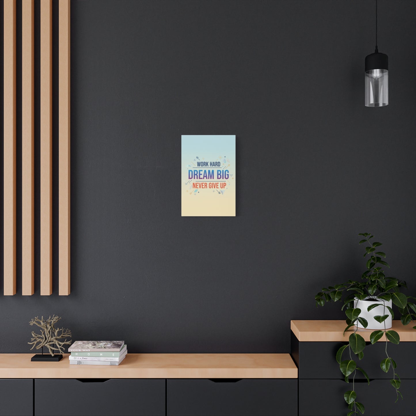 Dream Big Motivational Canvas – "Work Hard, Never Give Up" Wall Art
