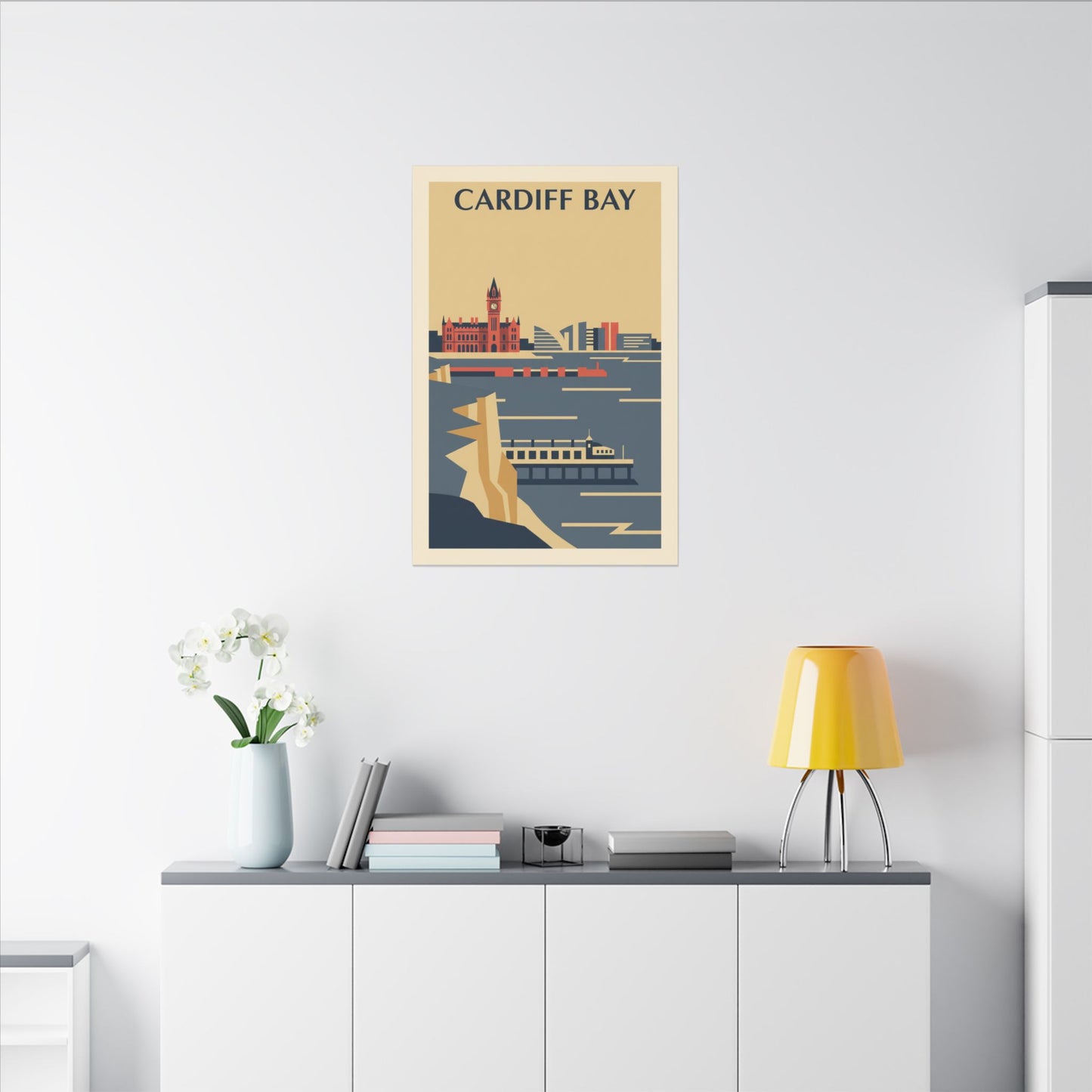 Cardiff Bay view from Penarth Retro Travel Poster Canvas