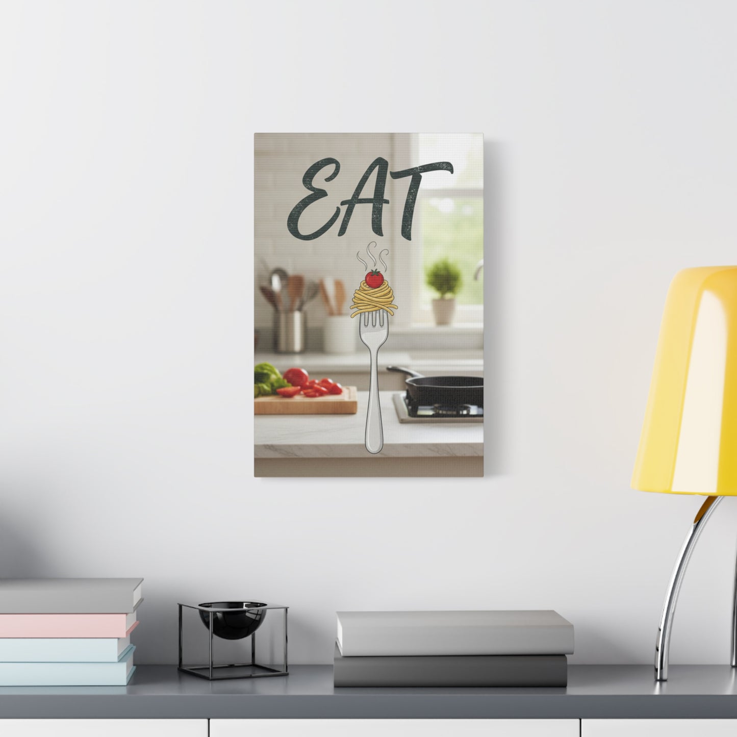 Eat Pasta Kitchen Canvas Wall Art — Rustic Culinary Decor