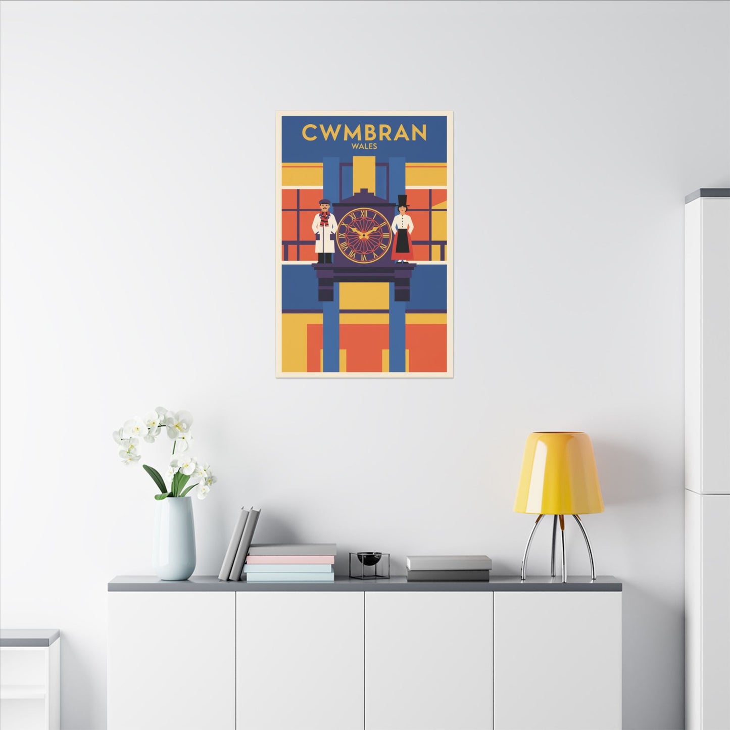 Cwmbran Wales Vintage Clock Tower Matte Canvas Print