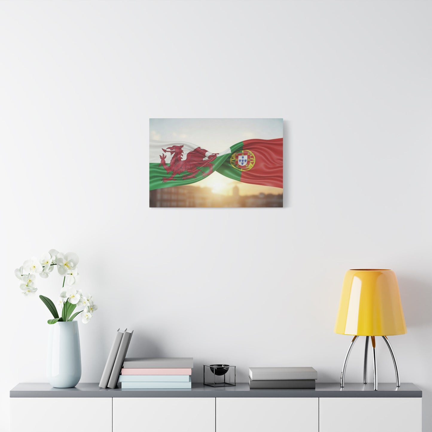 Welsh and Portuguese Flags Canvas Print — Dual-Nation Matte Stretched Wall Art
