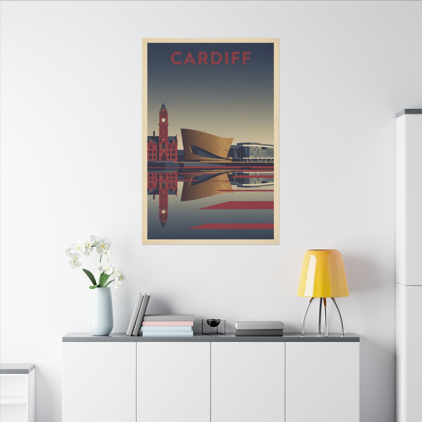 Cardiff Bay waterfront Matte Canvas Print Stretched Wall Art