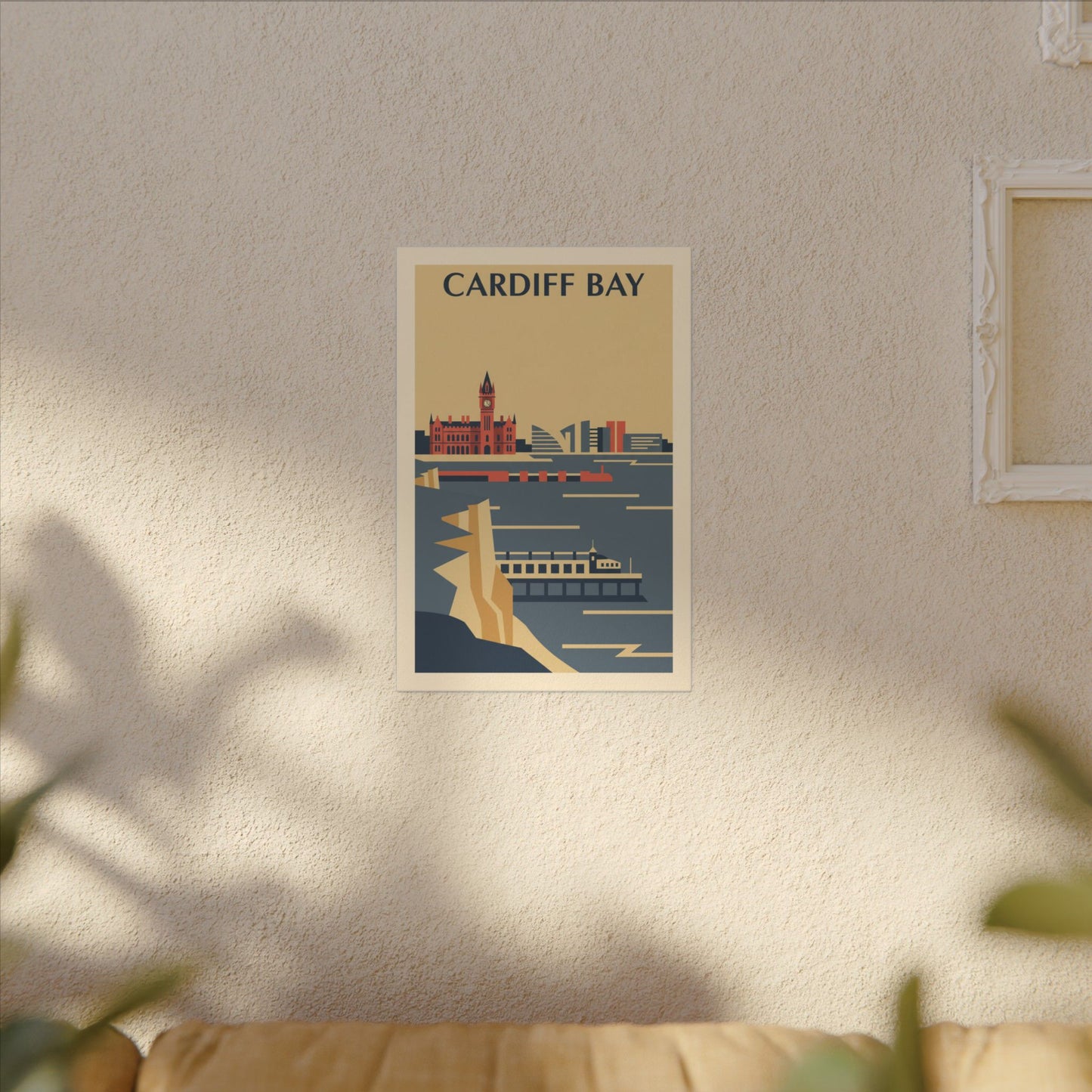Cardiff Bay view from Penarth Retro Travel Poster Canvas