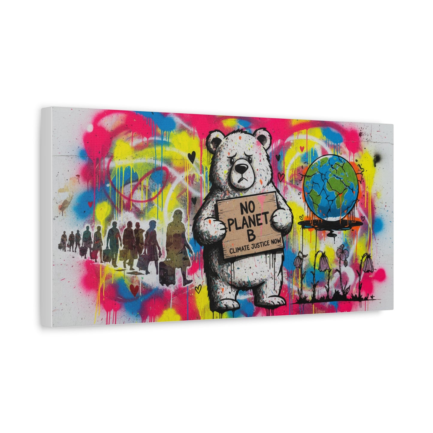 No Planet B Polar Bear Matte Canvas Wall Art — Climate Justice Stretched Canvas
