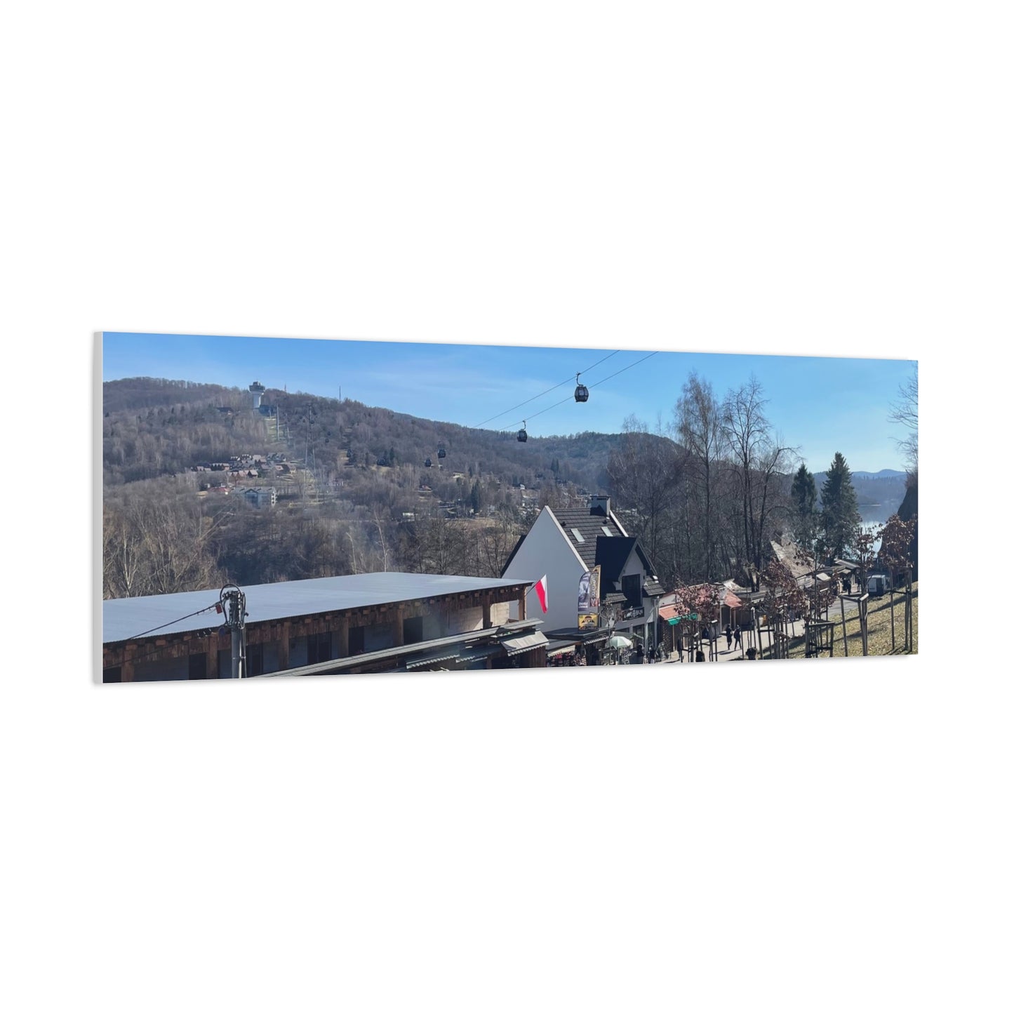 Resort Gondola Matte Canvas Wall Art — Mountain Village Landscape Print