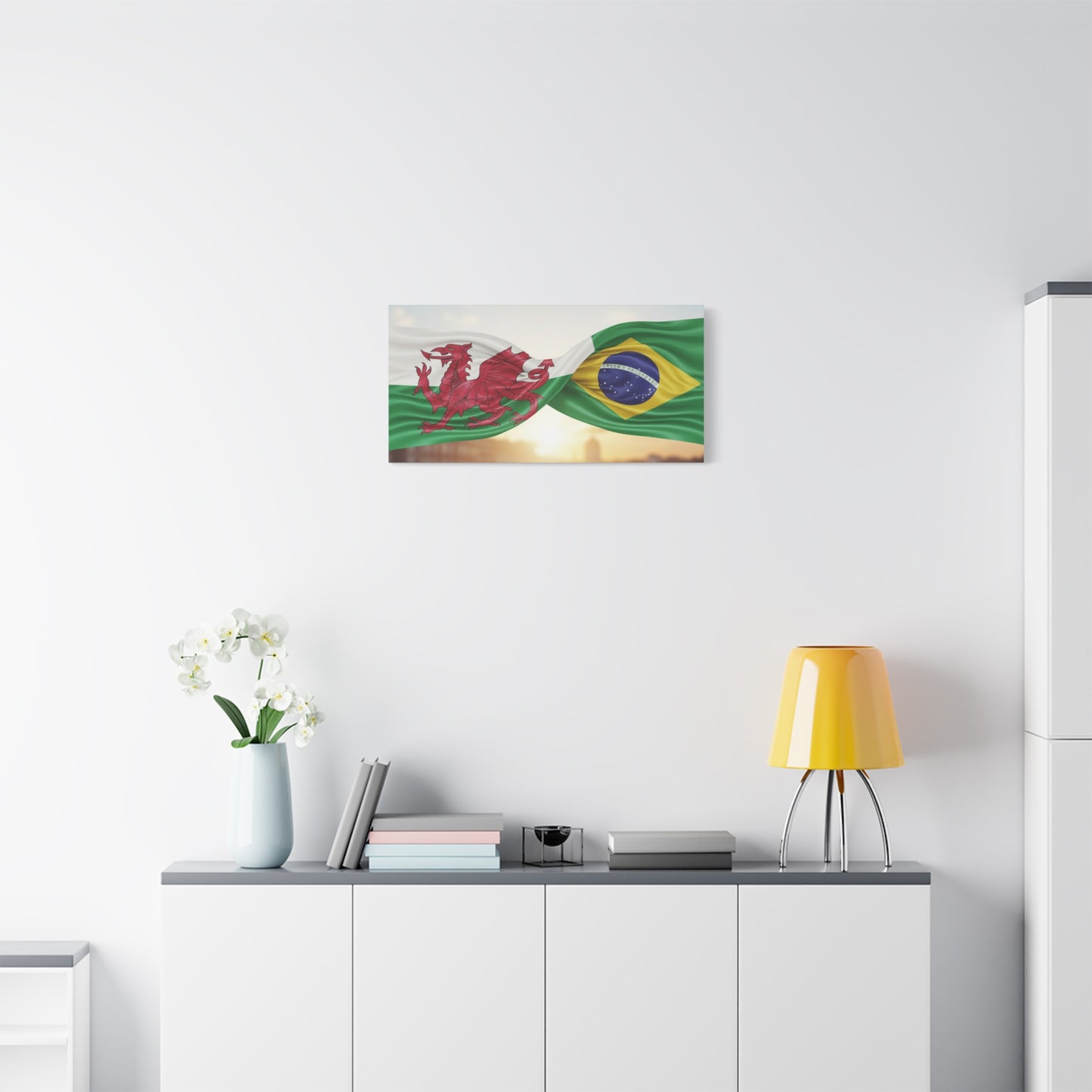 Wales × Brazil Flag Canvas Print — Stretched Matte Wall Art