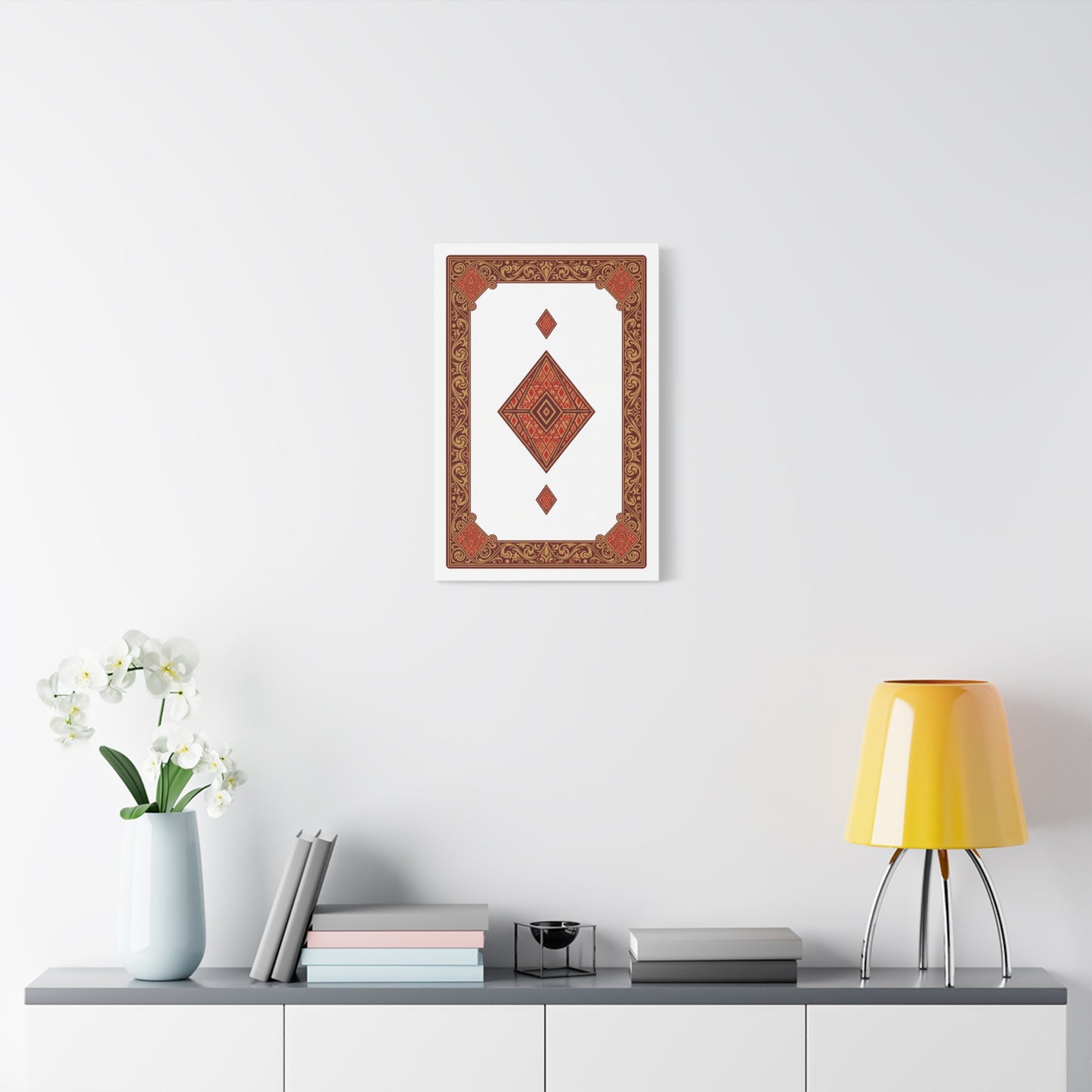 Red Geometric Diamond Canvas Art — Stretched Matte Wall Decor