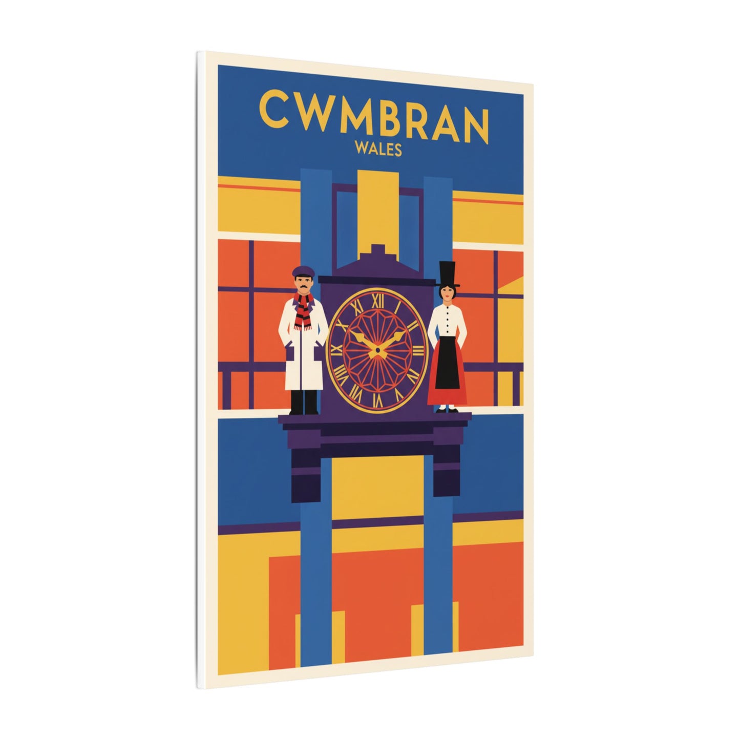 Cwmbran Wales Vintage Clock Tower Matte Canvas Print