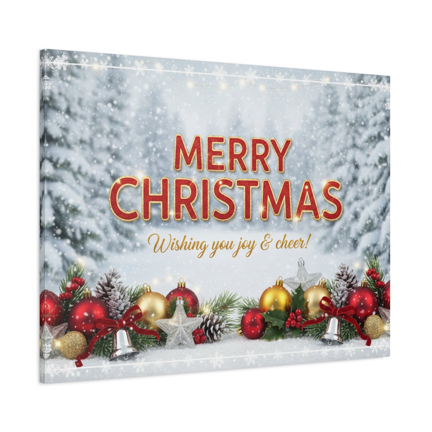 Christmas Canvas Wall Art — "Merry Christmas, Wishing You Joy & Cheer"