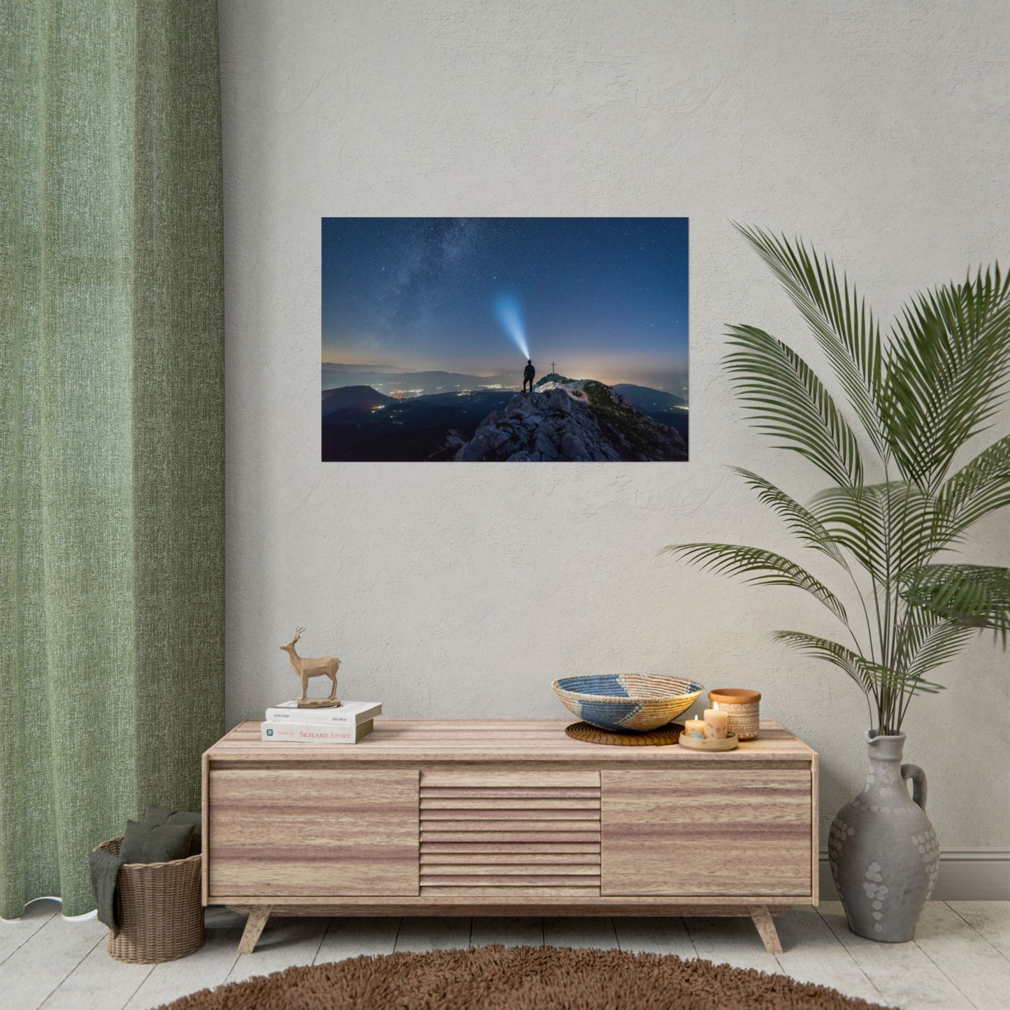 Night Peak Stargazing Landscape Rolled Poster