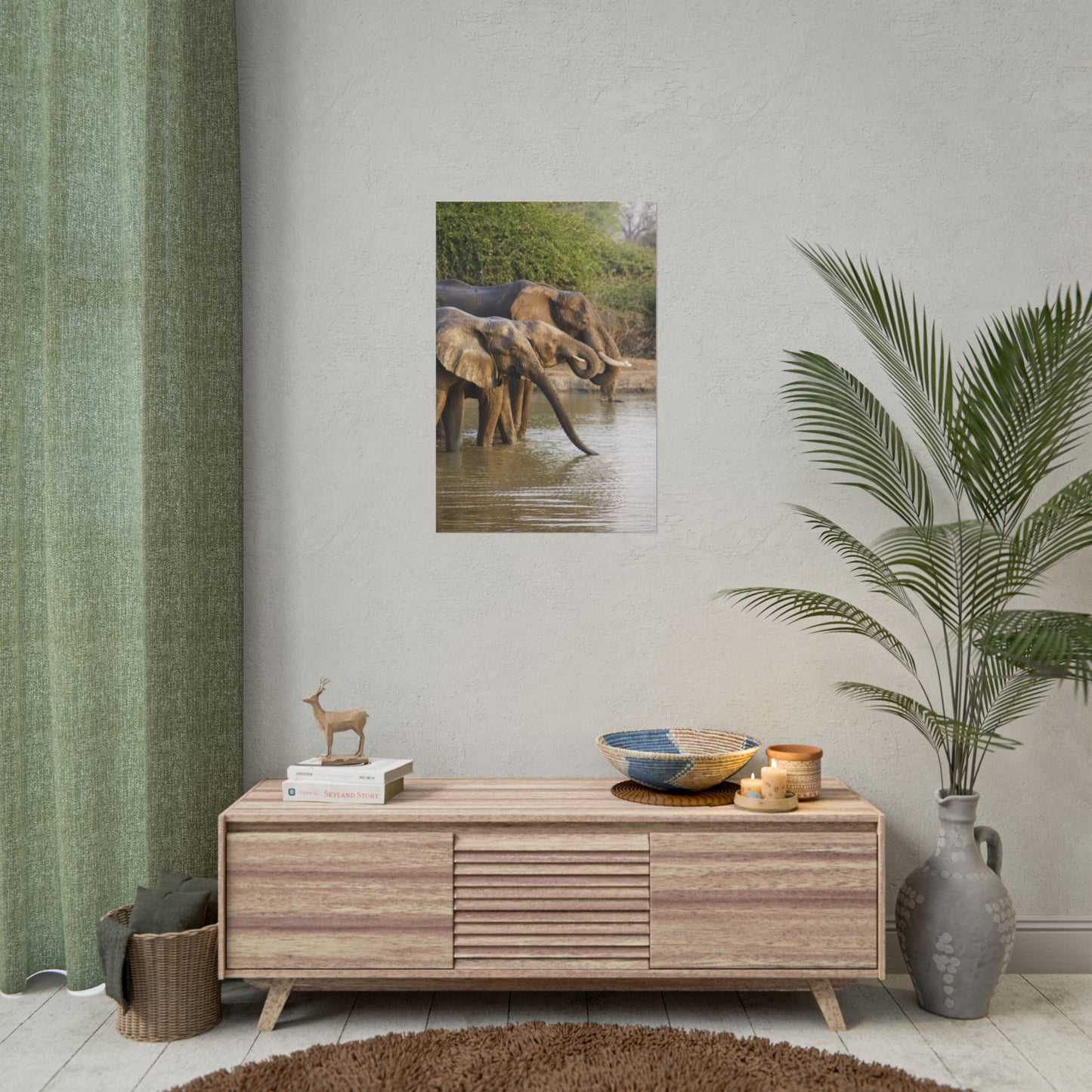 Elephant Herd Rolled Poster — Wildlife Photography Wall Art