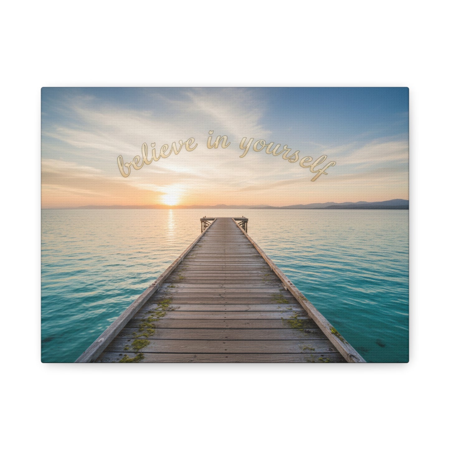 Believe In Yourself Sunset Pier Matte Canvas Wall Art