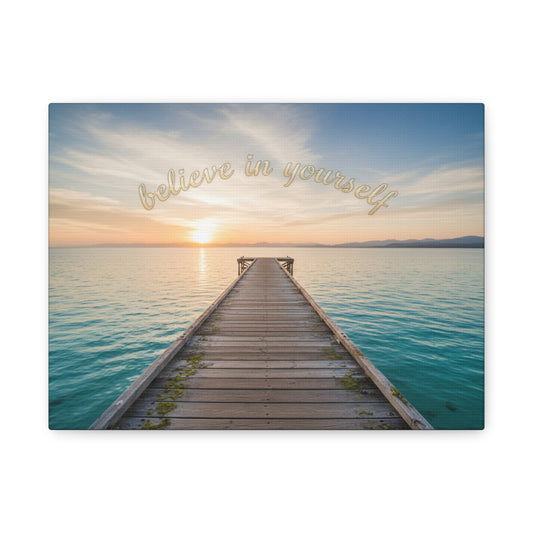 Believe In Yourself Sunset Pier Matte Canvas Wall Art