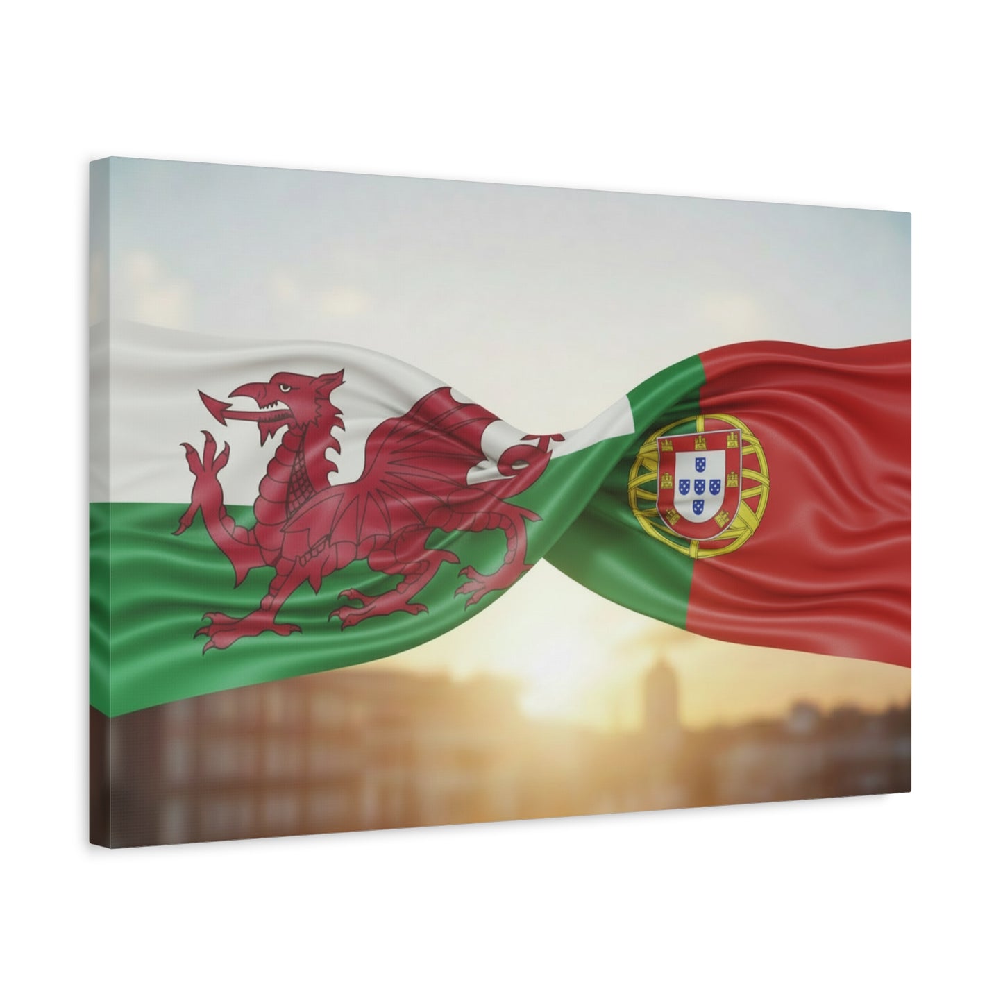 Welsh and Portuguese Flags Canvas Print — Dual-Nation Matte Stretched Wall Art