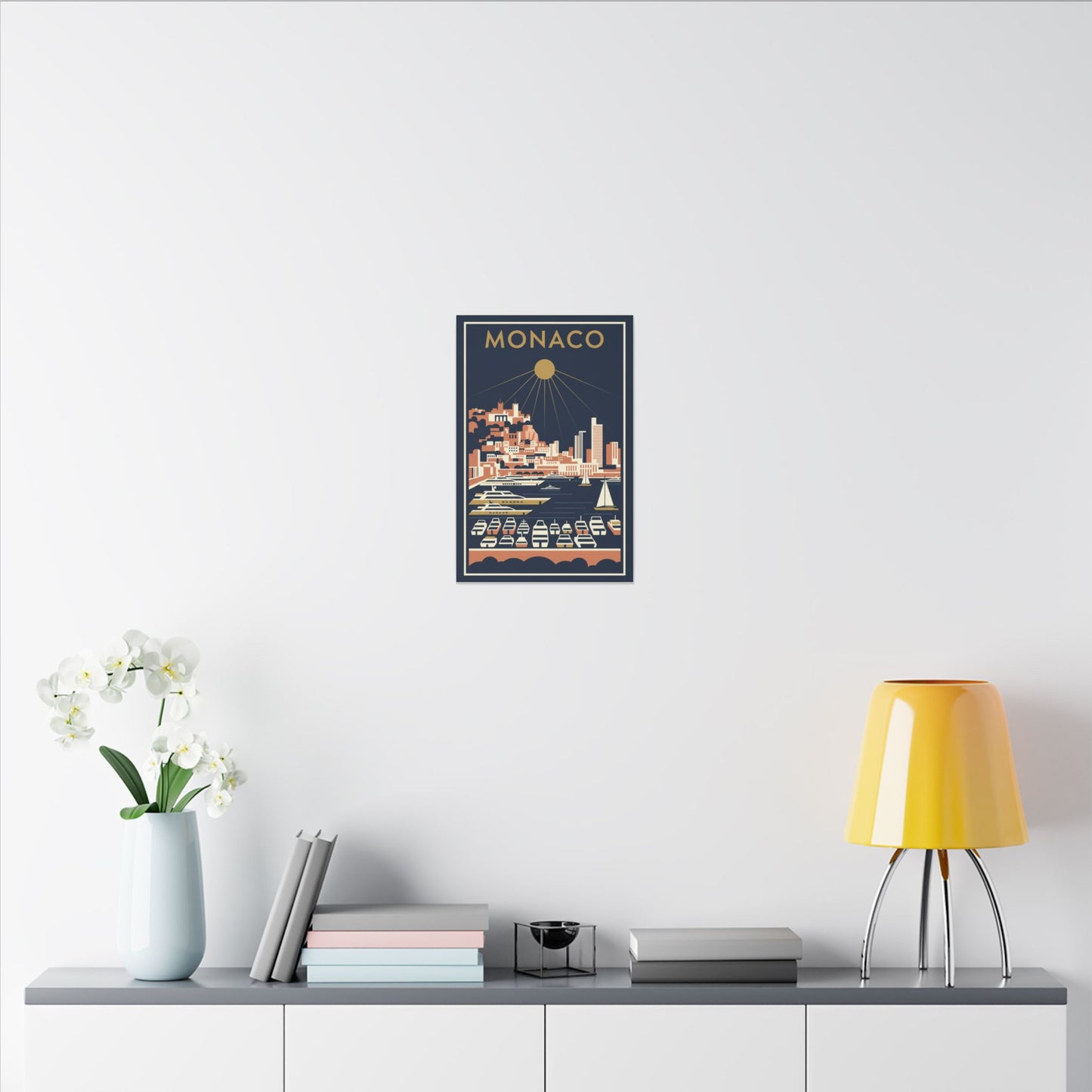 Monaco Harbour Vintage Travel Poster Canvas