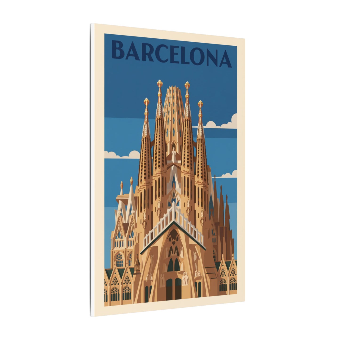 Barcelona Sagrada Familia Matte Canvas Print Stretched Travel Poster Wall Art