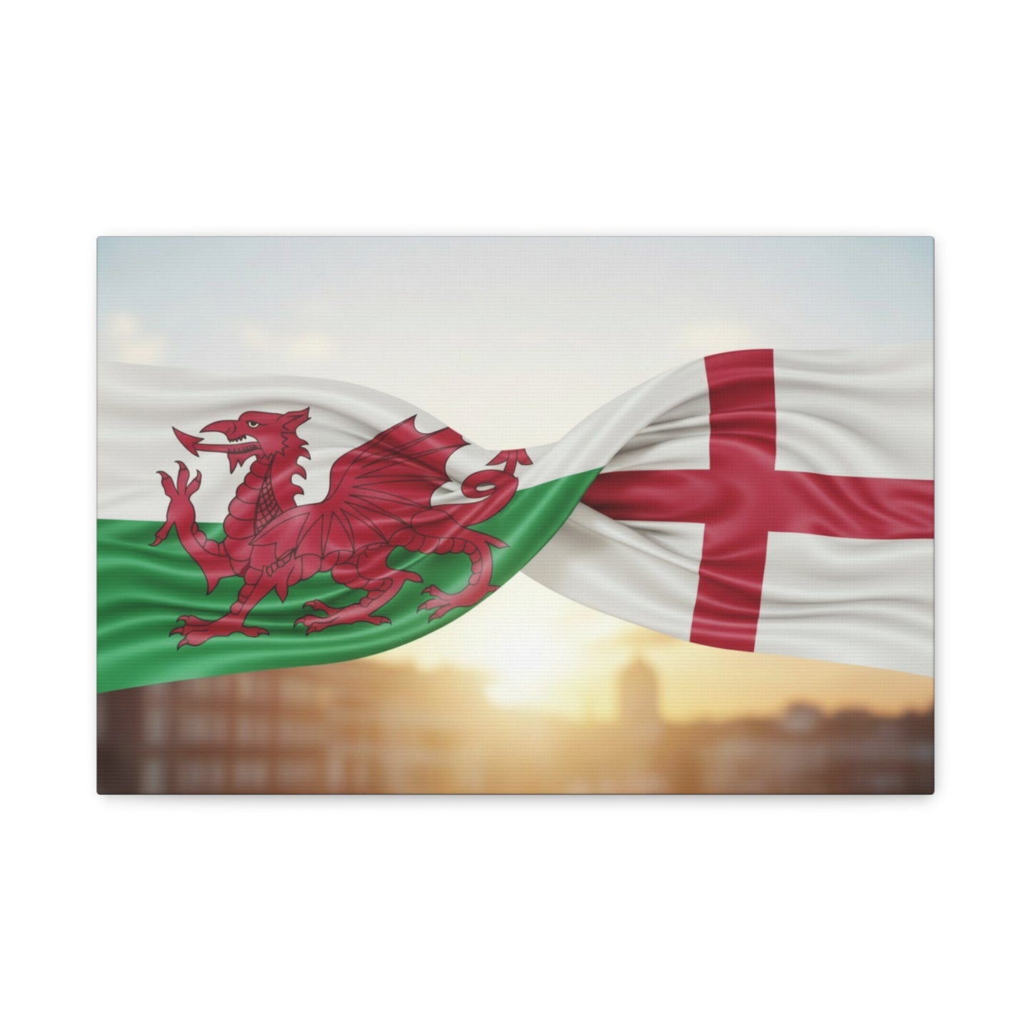 Welsh Dragon & St George Cross Matte Stretched Wall Art