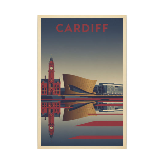 Cardiff Bay Waterfront Matte Canvas Print — Vintage Wales Wall Art