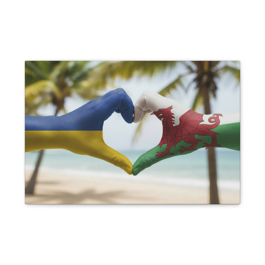Ukraine & Wales — Heritage Heart Canvas