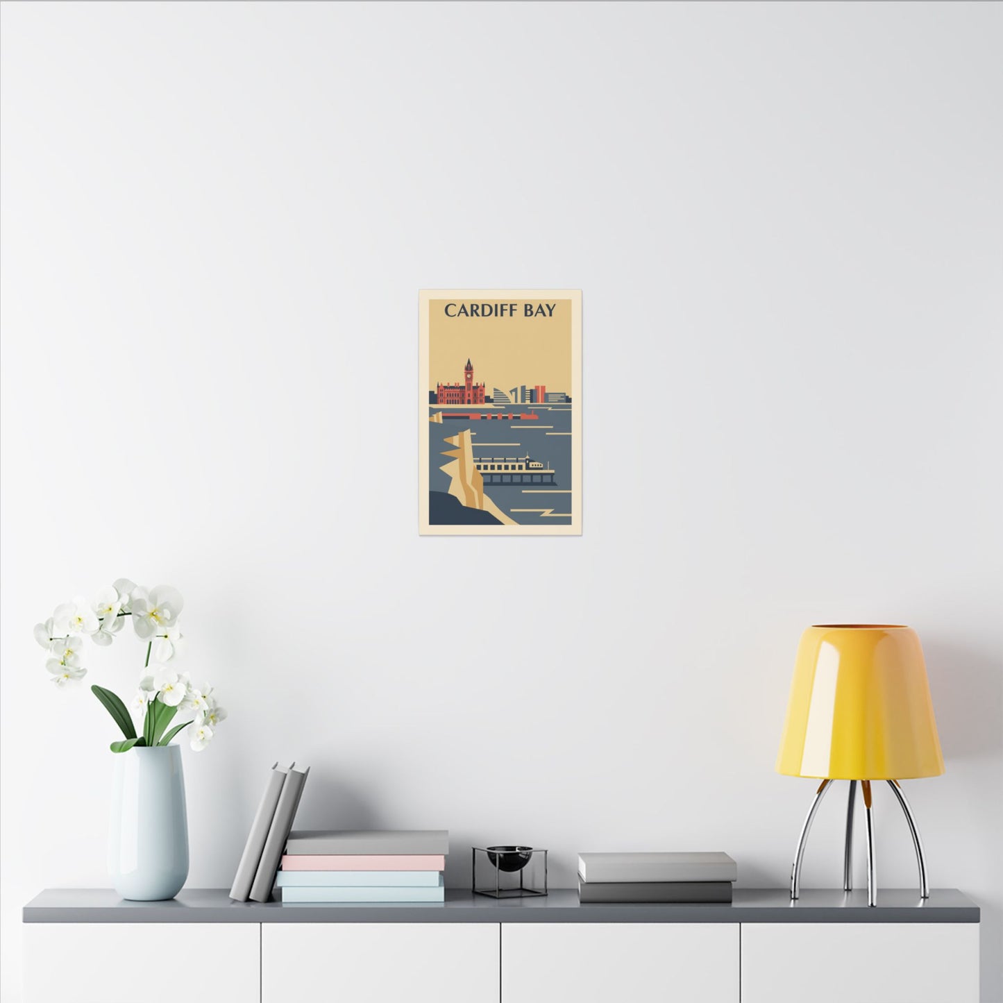 Cardiff Bay view from Penarth Retro Travel Poster Canvas