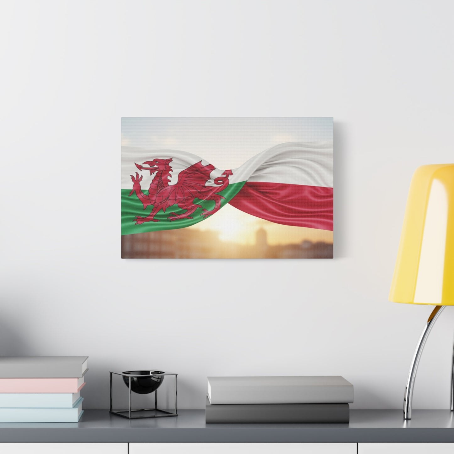 Welsh & Polish Flag Canvas Print — Stretched Matte Wall Art