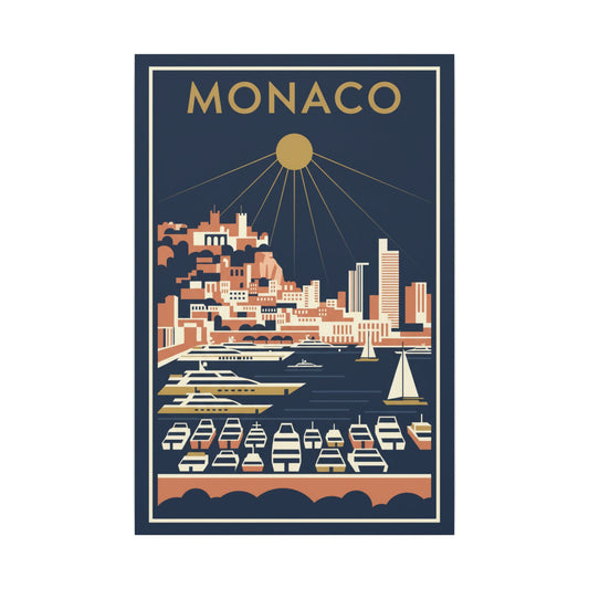 Monaco Harbour — Vintage Riviera Travel Canvas