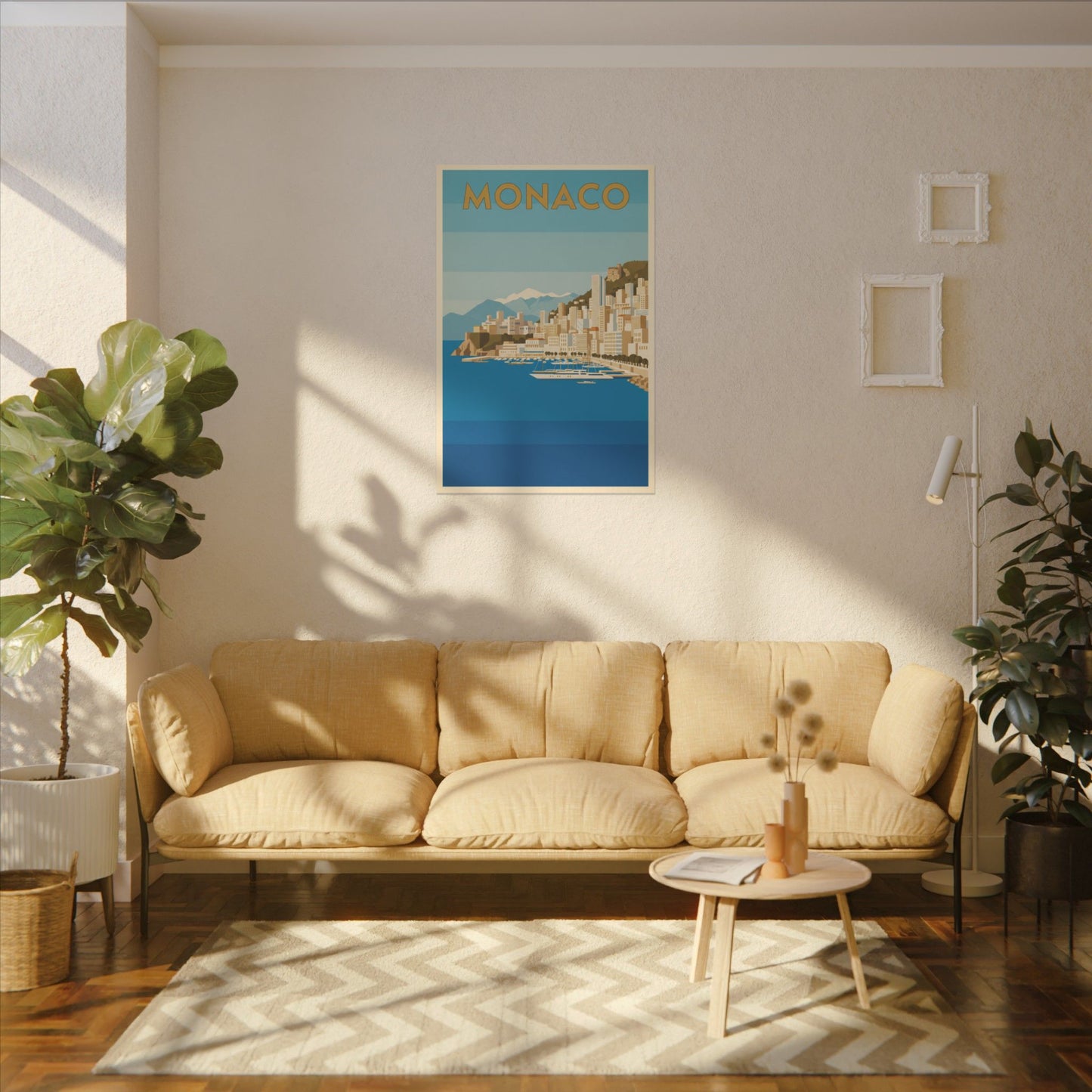 Monaco Coastal Vintage Travel Canvas Print