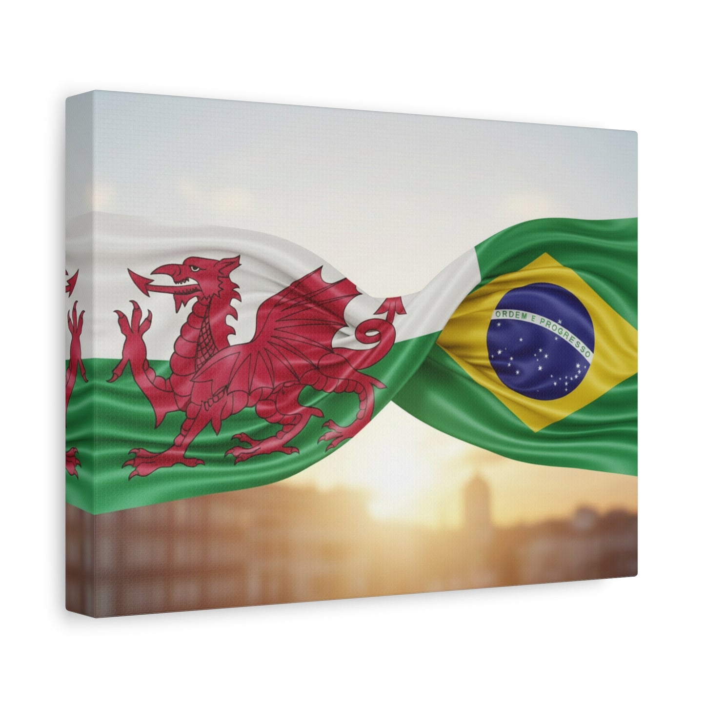 Wales × Brazil Flag Canvas Print — Stretched Matte Wall Art