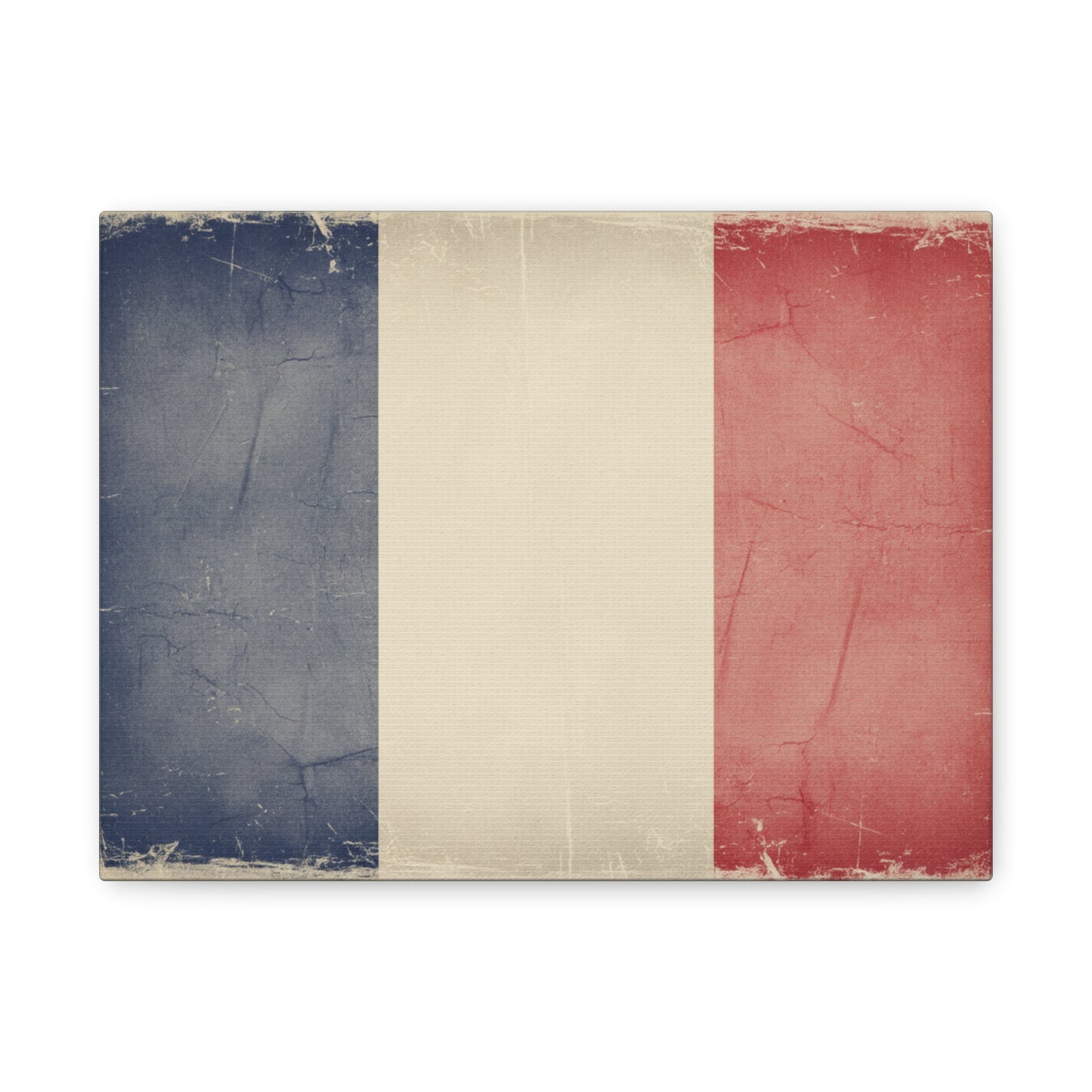 French Flag Vintage Canvas Print — Matte Stretched Wall Art