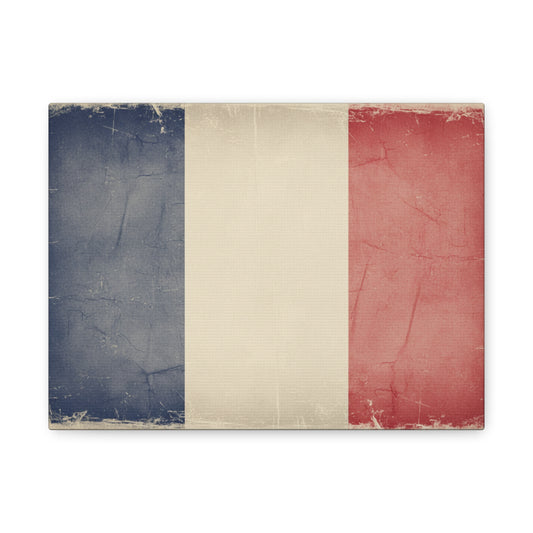 French Flag Vintage Canvas Print — Matte Stretched Wall Art