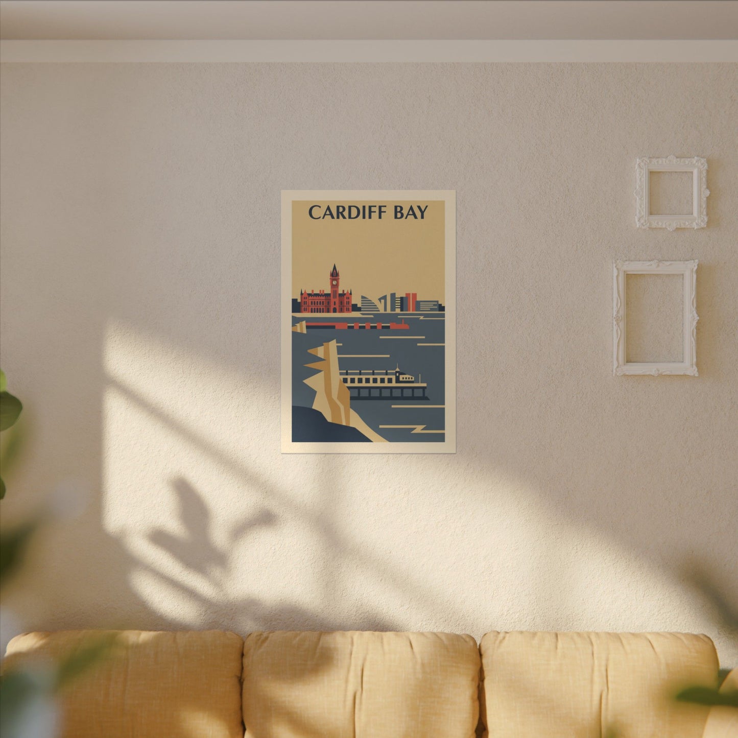 Cardiff Bay view from Penarth Retro Travel Poster Canvas