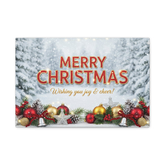 Christmas Canvas Wall Art — "Merry Christmas, Wishing You Joy & Cheer"