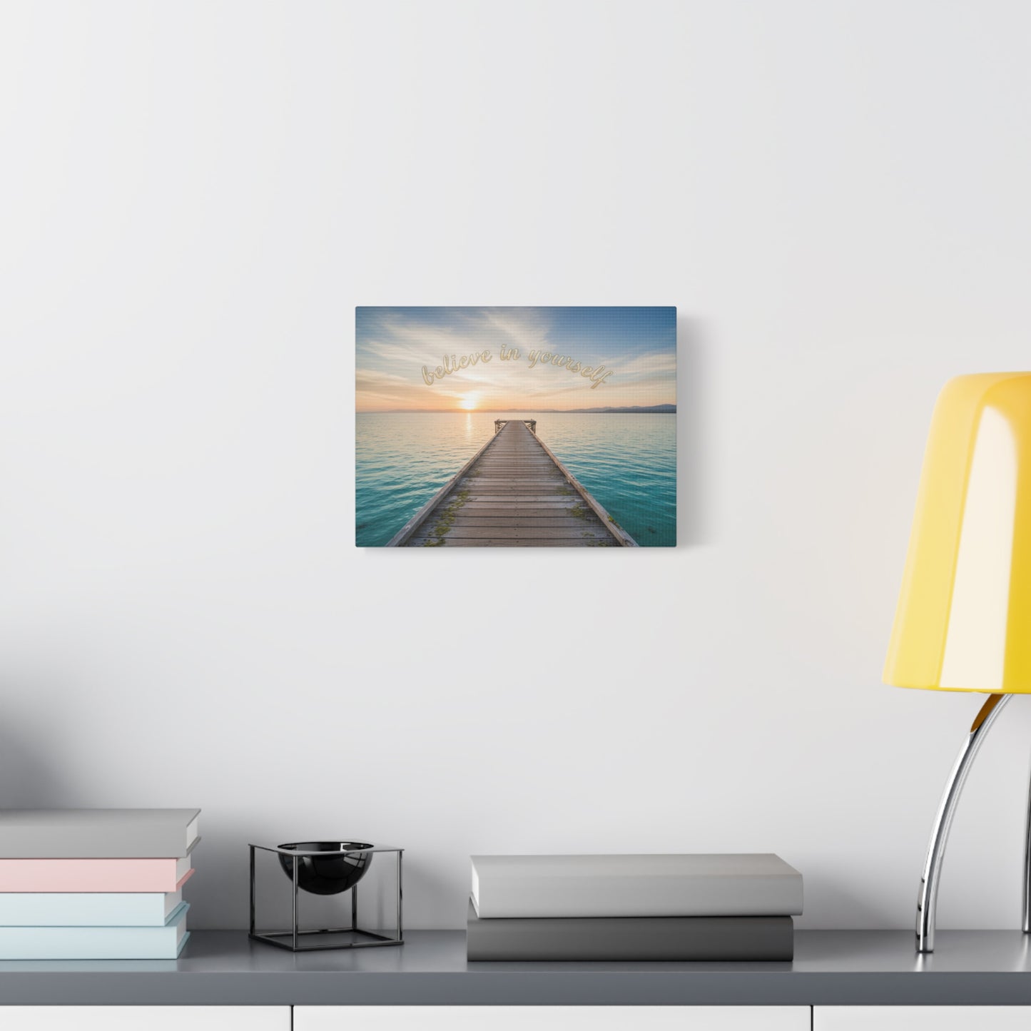 Believe In Yourself Sunset Pier Matte Canvas Wall Art