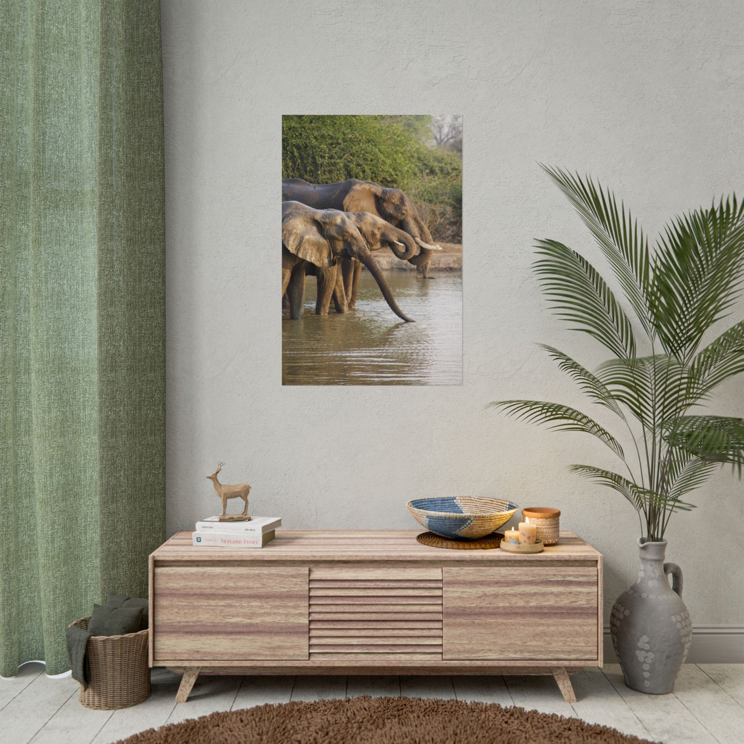 Elephant Herd Rolled Poster — Wildlife Photography Wall Art