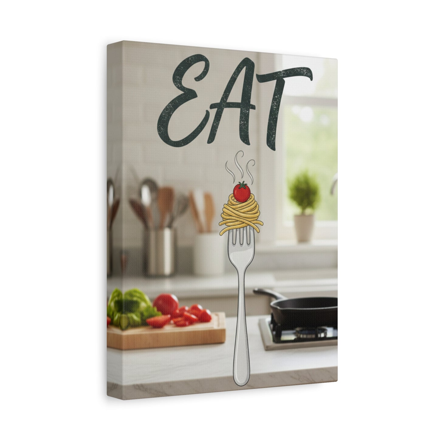 Eat Pasta Kitchen Canvas Wall Art — Rustic Culinary Decor