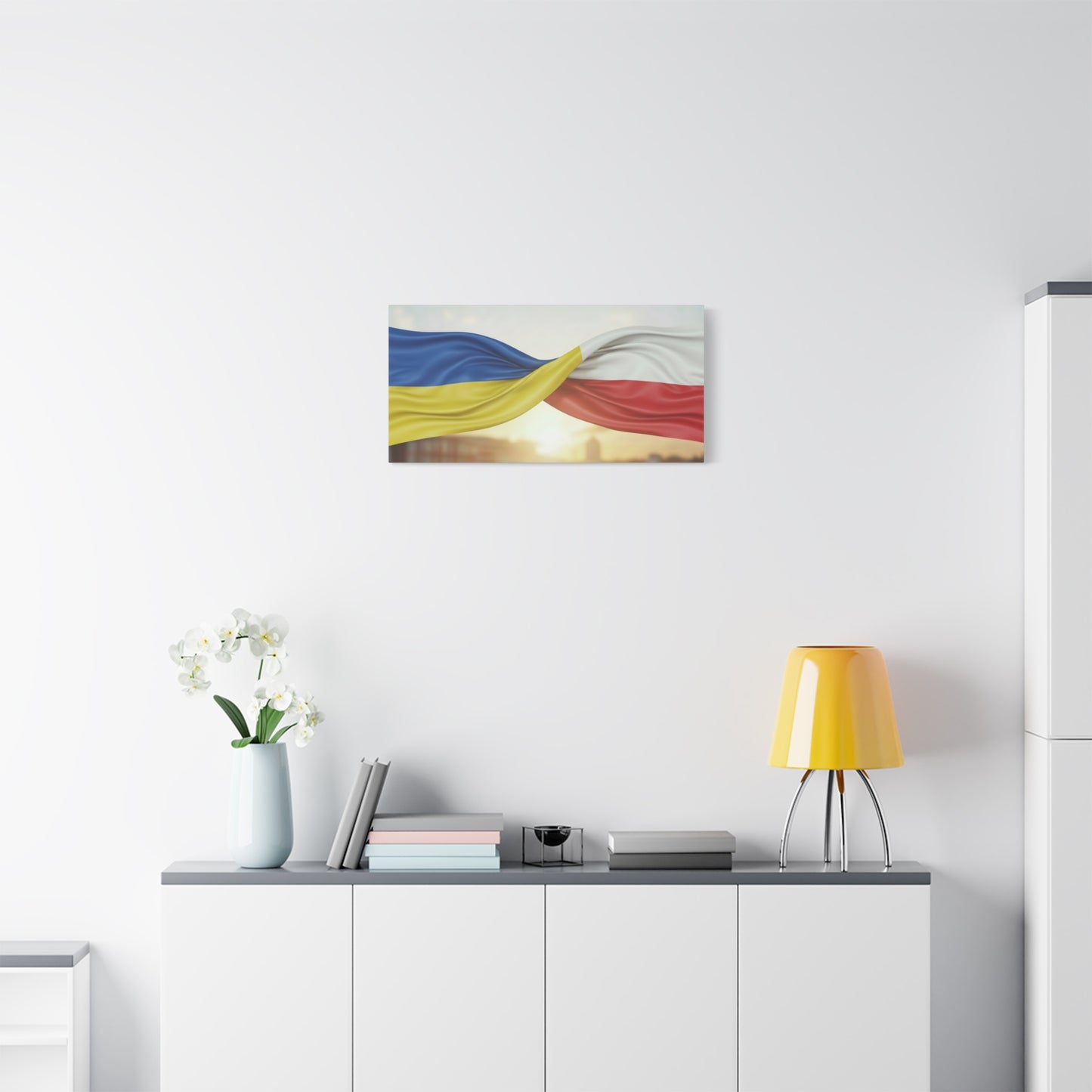 Ukrainian and Polish Flags Intertwined (Matte Stretched)