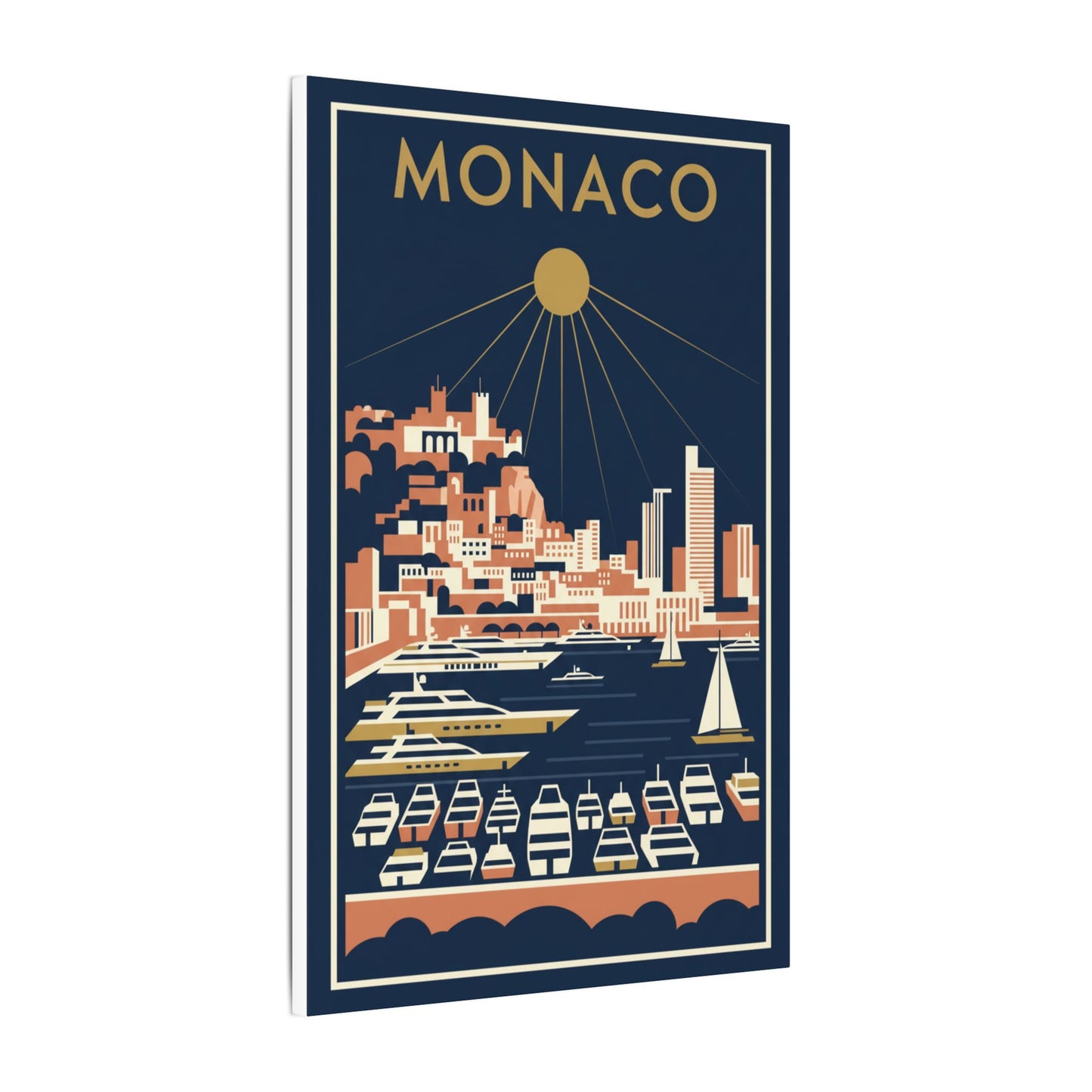 Monaco Harbour Vintage Travel Poster Canvas