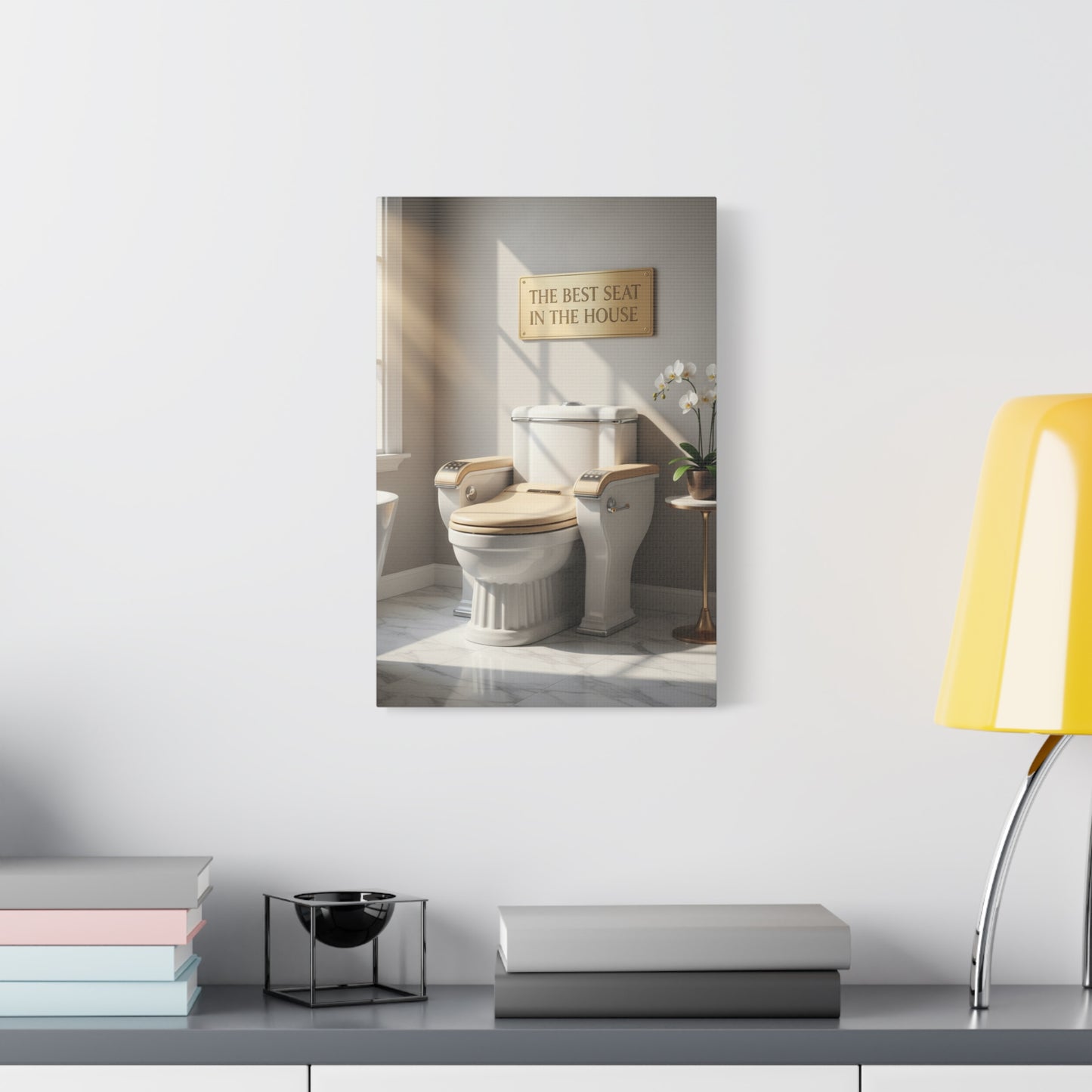 Bathroom Canvas Wall Art — "The Best Seat in the House" Decorative Stretched Canvas