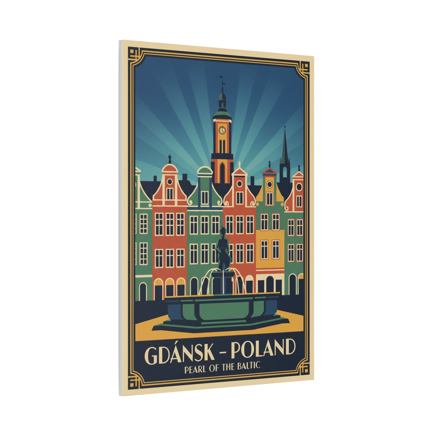 Gdańsk Poland Vintage Travel Poster Canvas