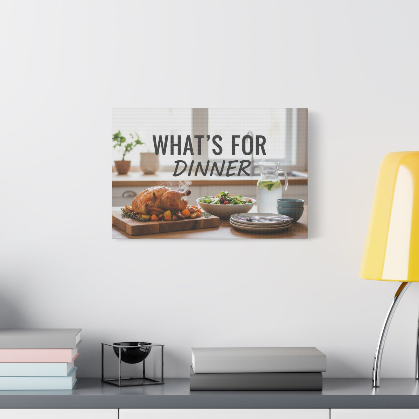 Canvas Wall Art — "What's For Dinner" Kitchen Sign, Rustic Dining Room Decor